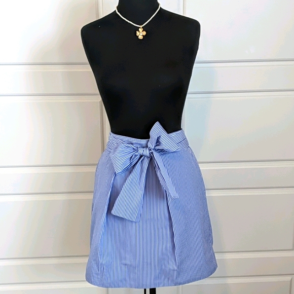 J. Crew Blue Pinstripe Mini Skirt - Picture 2 of 5
